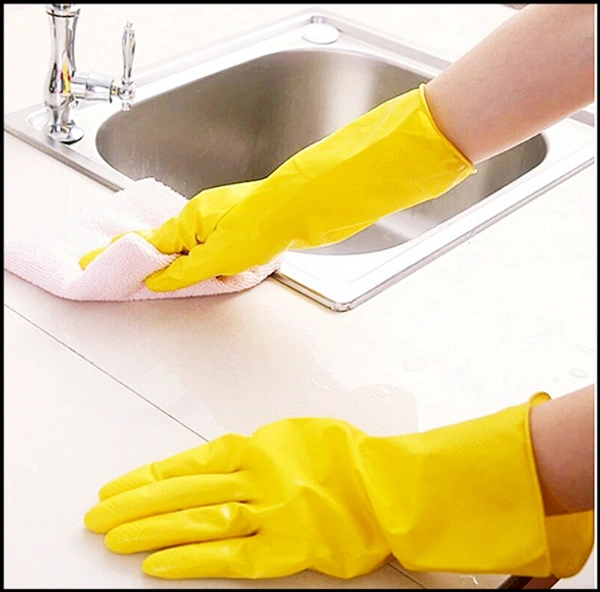 Multipurpose Rubber Hand Gloves Reusable Used for Washing, Cleaning, Kitchen, Garden.. (Multi Color) [1 Pair]